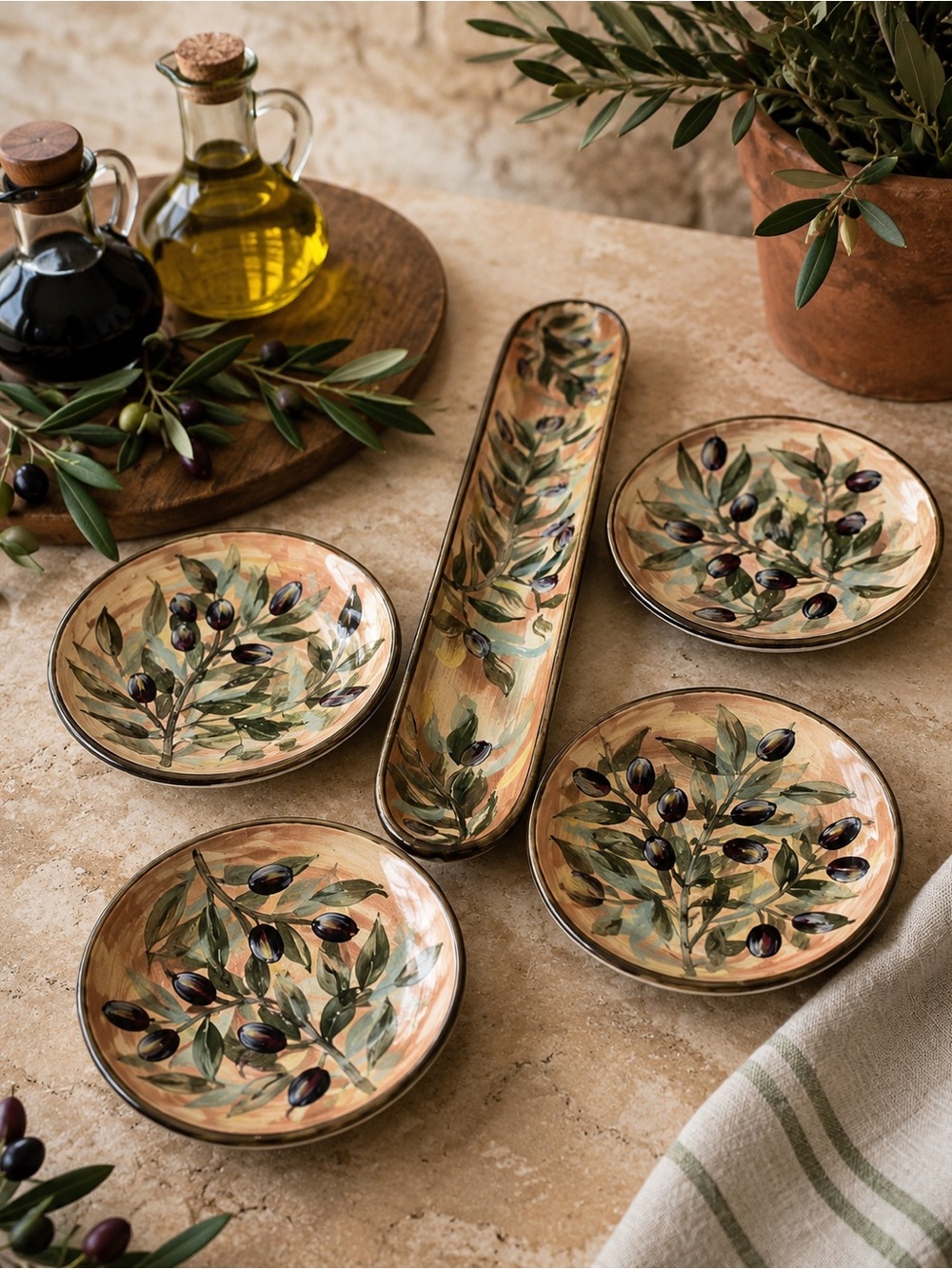 Certified International Olive Appetizer Plates Set Margaret Le Van Italy